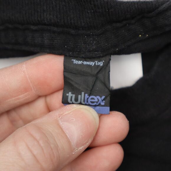 Tultex Shirt Mens Black Short Sleeve Crew Neck Graphic Print Pullover Tee - Picture 2 of 15